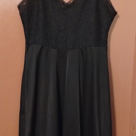 BLACK Vintage Luxite by Holeproof Nylon Slip Lace BODICE Size 34 Slip Dress-READ - Picture 7 of 11